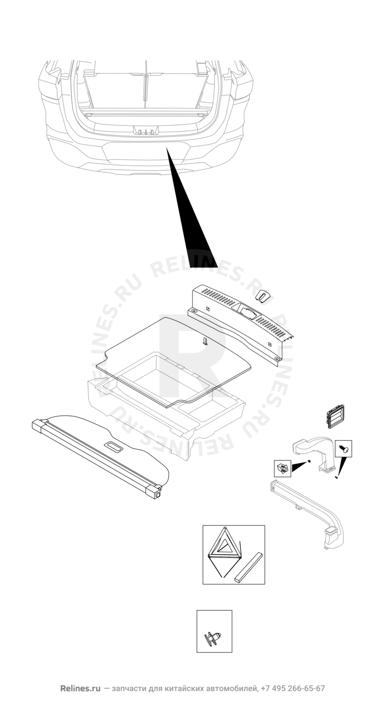 Запчасти Chery Tiggo 7 Pro Поколение I (2020)  — Обшивка багажного отсека (багажника) (1) — схема