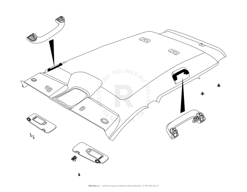 Запчасти Chery Tiggo 7 Pro Поколение I (2020)  — Обшивка и комплектующие крыши (потолка) (2) — схема
