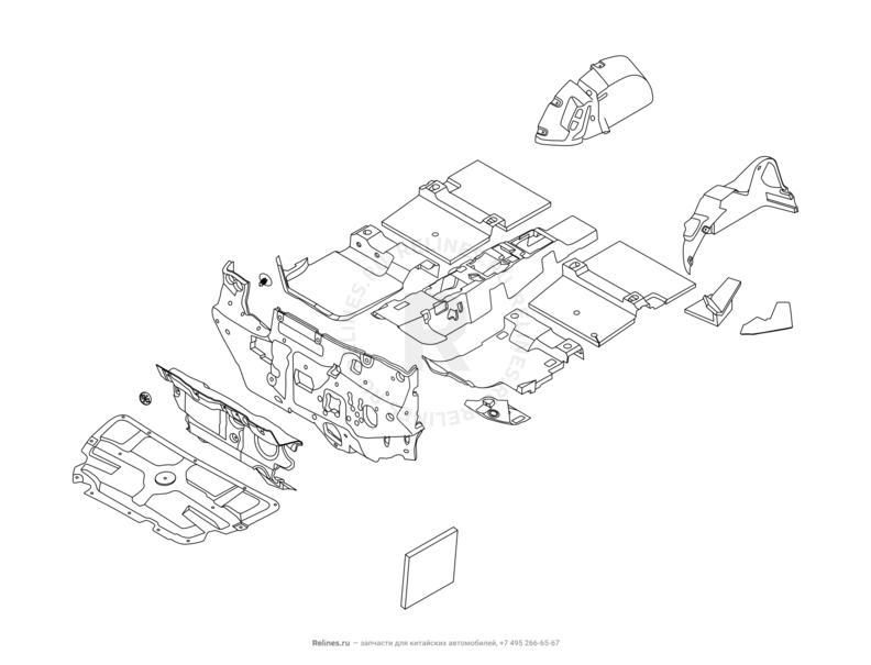 Запчасти Chery Tiggo 4 Pro Поколение I (2021)  — Шумоизоляция (1) — схема