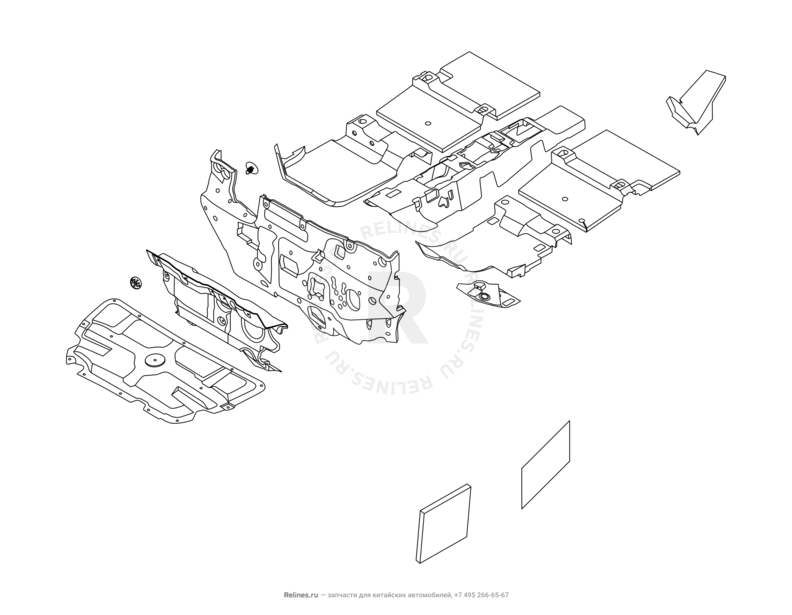 Запчасти Chery Tiggo 4 Pro Поколение I (2021)  — Шумоизоляция (2) — схема