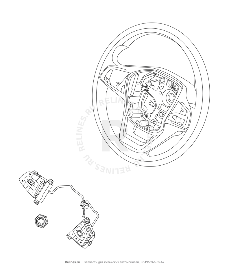 Запчасти Chery Tiggo 4 Поколение I — рестайлинг (2018)  — Рулевое колесо (руль) и подушки безопасности (2) — схема