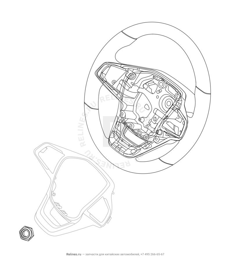 Запчасти Chery Tiggo 4 Поколение I — рестайлинг (2018)  — Рулевое колесо (руль) и подушки безопасности (1) — схема