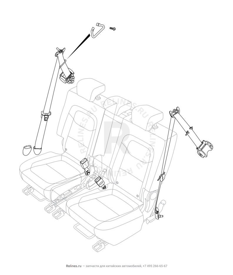 Запчасти Chery Tiggo 8 Pro Поколение I (2020)  — Ремни безопасности (1) — схема