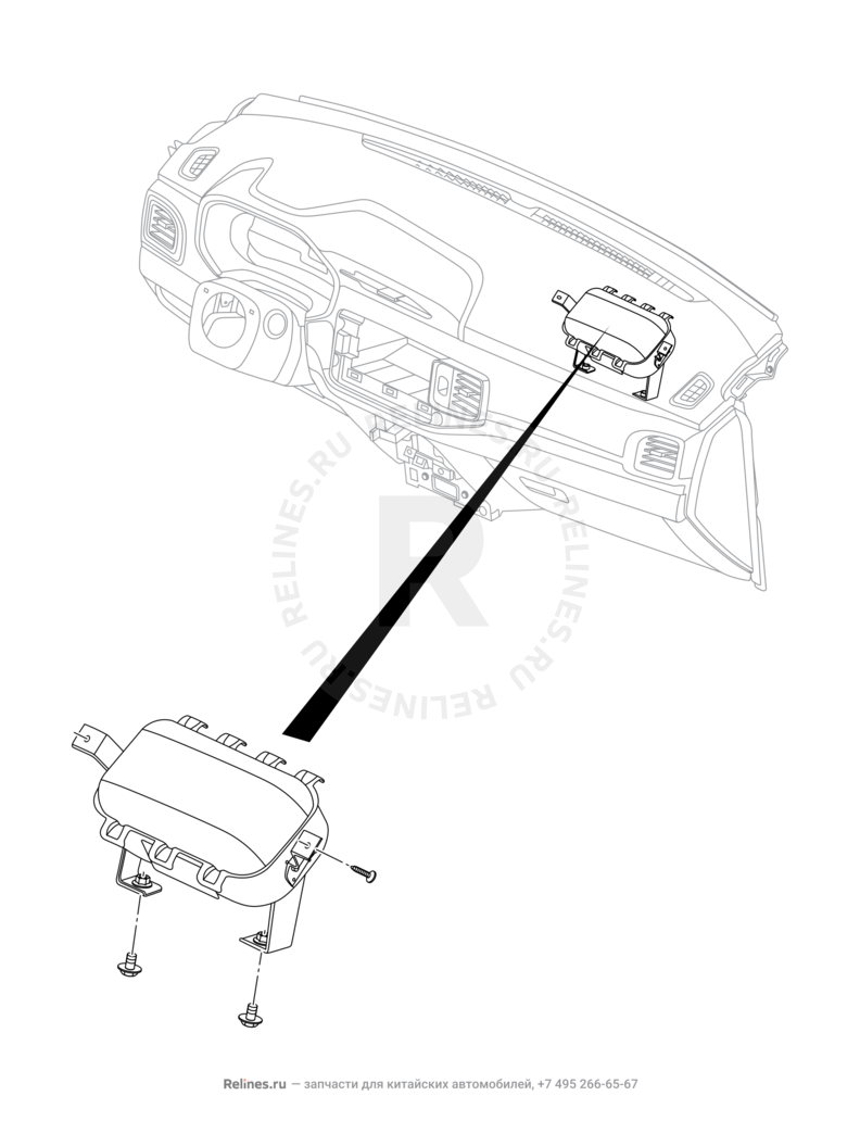 Запчасти Chery Tiggo 8 Поколение I (2018)  — Подушка безопасности переднего пассажира (Airbag) — схема