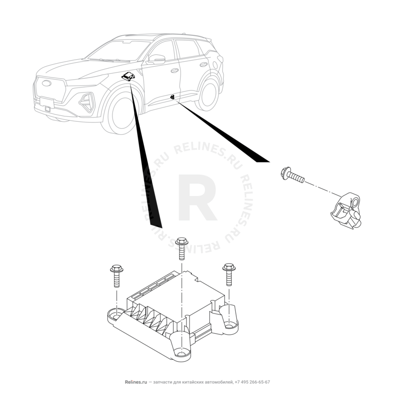 Запчасти Chery Tiggo 7 Pro Max Поколение I (2022)  — Блок управления подушками безопасности (Airbag) (1) — схема