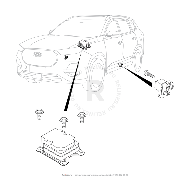 Запчасти Chery Tiggo 8 Pro Max Поколение I (2022)  — Блок управления подушками безопасности (Airbag) (1) — схема