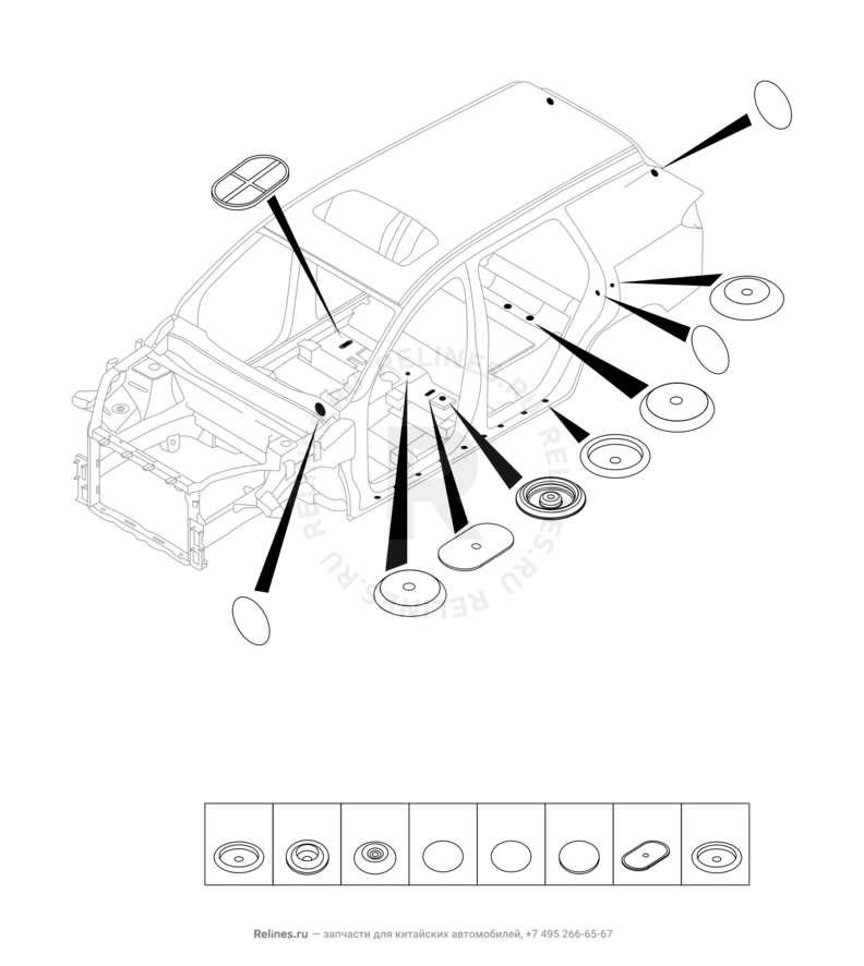 Запчасти Chery Tiggo 4 Поколение I — рестайлинг (2018)  — Заглушки, прокладки, накладки (4) — схема