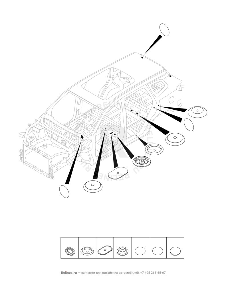 Запчасти Chery Tiggo 7 Pro Поколение I (2020)  — Заглушки, прокладки, накладки (1) — схема