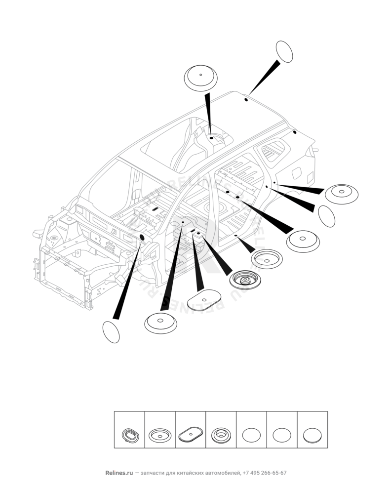 Запчасти Chery Tiggo 8 Pro Поколение I (2020)  — Заглушки, прокладки, накладки (4) — схема