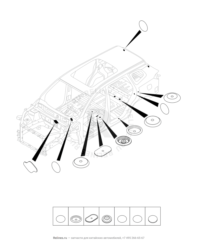 Запчасти Chery Tiggo 7 Pro Поколение I (2020)  — Заглушки, прокладки, накладки (2) — схема