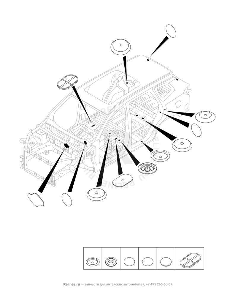 Запчасти Chery Tiggo 8 Pro Max Поколение I (2022)  — Заглушки, прокладки, накладки (1) — схема