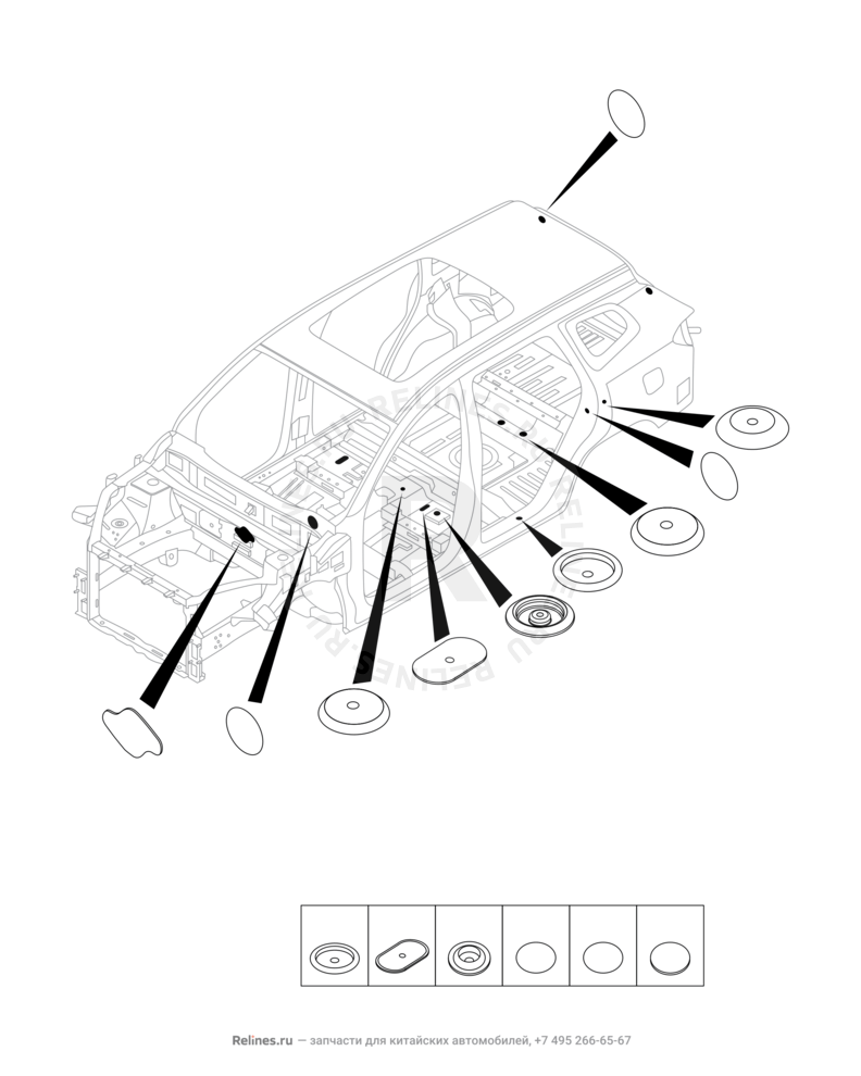 Запчасти Chery Tiggo 8 Pro Max Поколение I (2022)  — Заглушки, прокладки, накладки (5) — схема