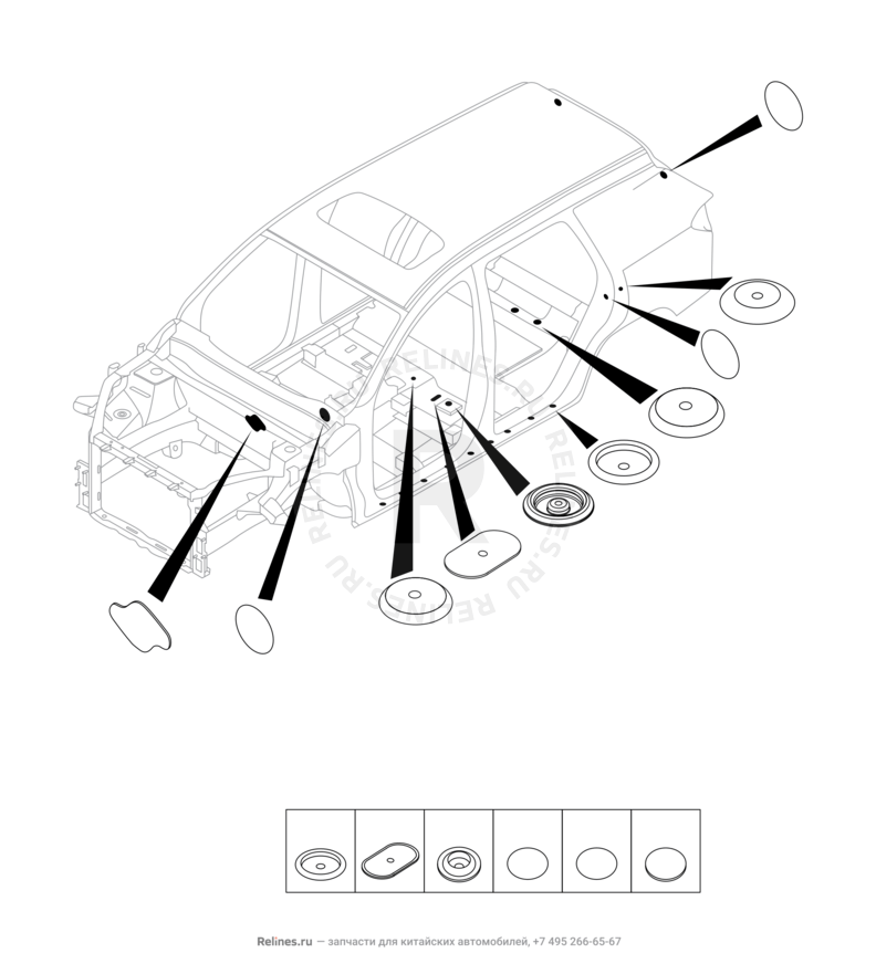 Запчасти Chery Tiggo 4 Pro Поколение I (2021)  — Заглушки, прокладки, накладки (1) — схема