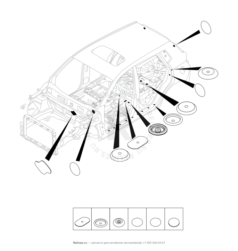 Запчасти Chery Tiggo 4 Pro Поколение I (2021)  — Заглушки, прокладки, накладки (2) — схема