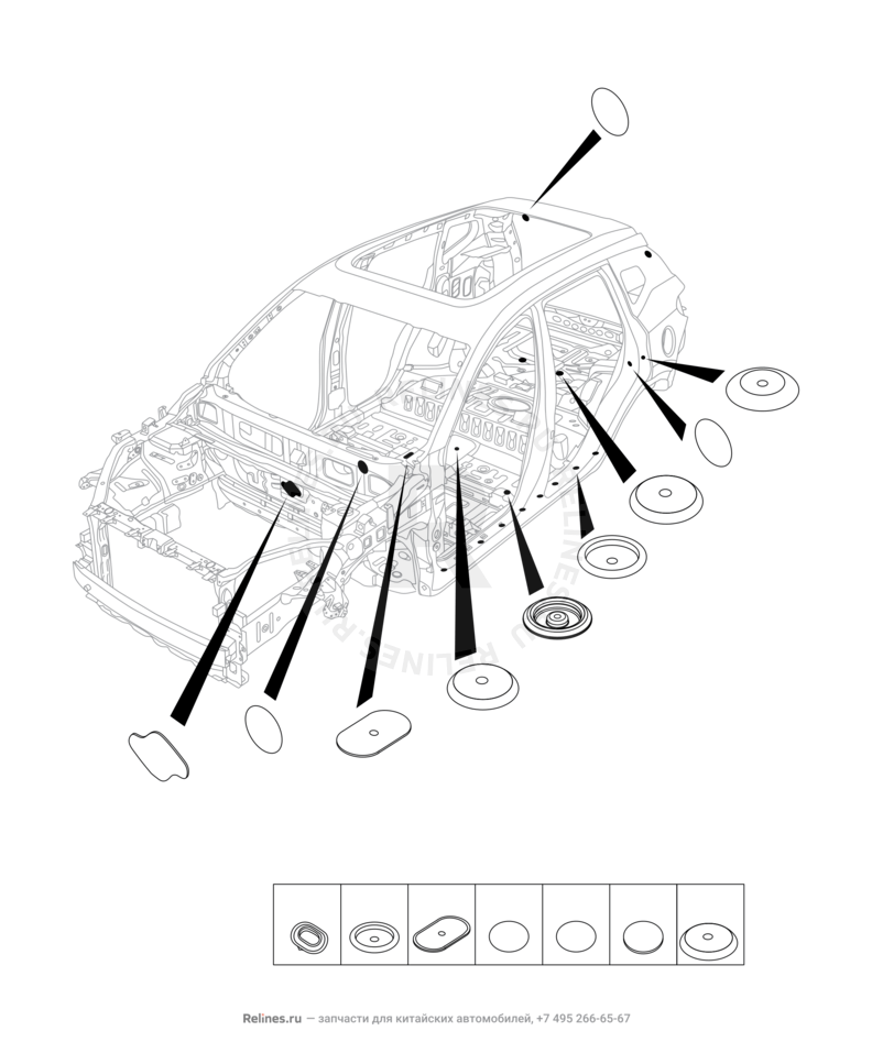 Запчасти Chery Tiggo 7 Pro Поколение I (2020)  — Заглушки, прокладки, накладки (5) — схема