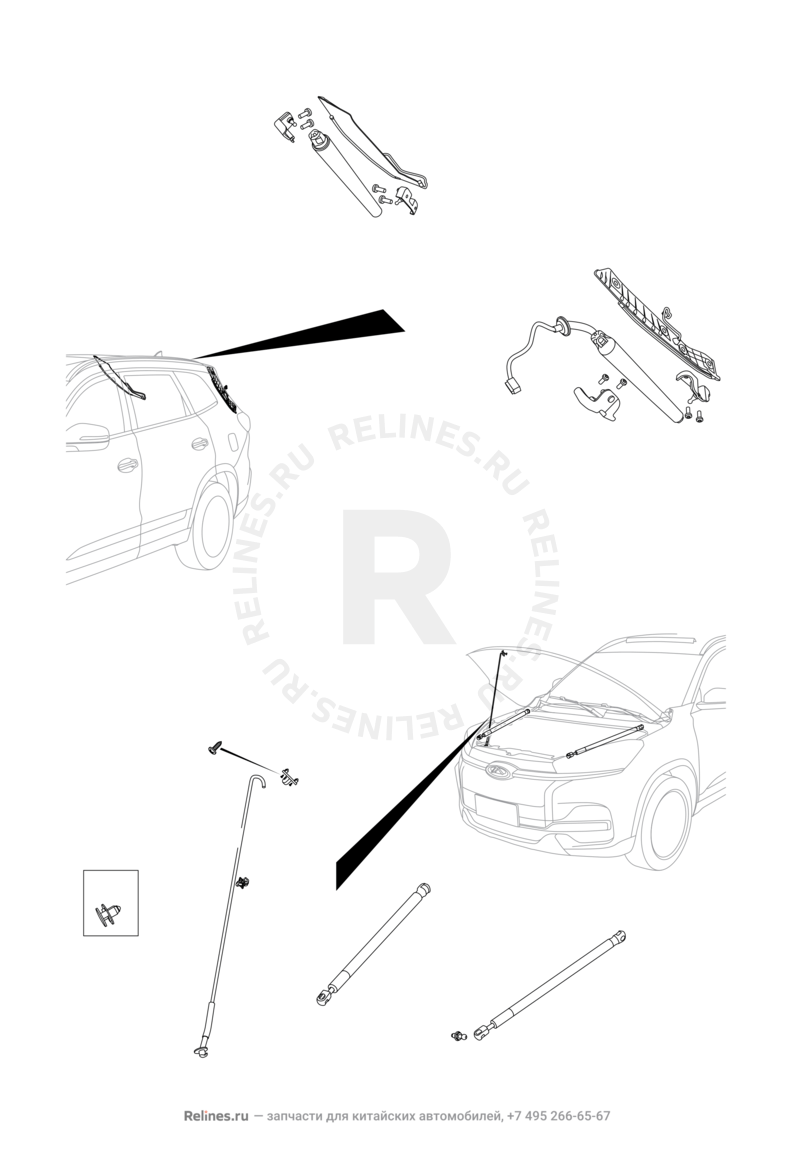 Запчасти Chery Tiggo 8 Pro Max Поколение I (2022)  — Кронштейны и пружины (1) — схема