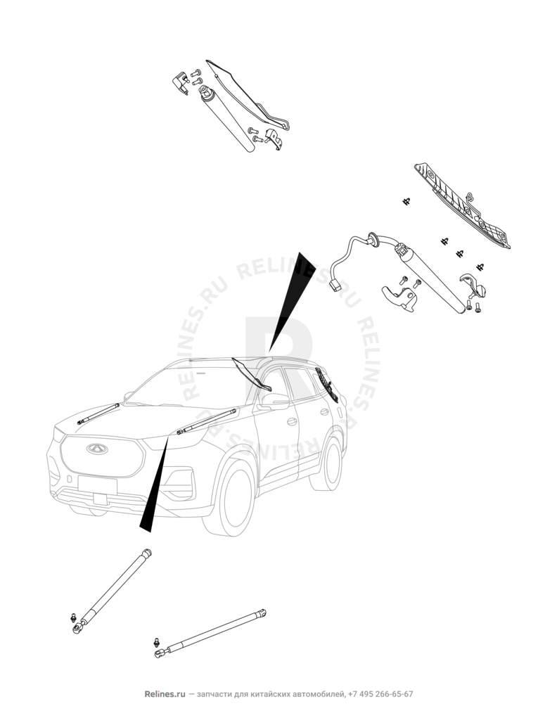 Запчасти Chery Tiggo 8 Pro Max Поколение I (2022)  — Кронштейны и пружины (2) — схема