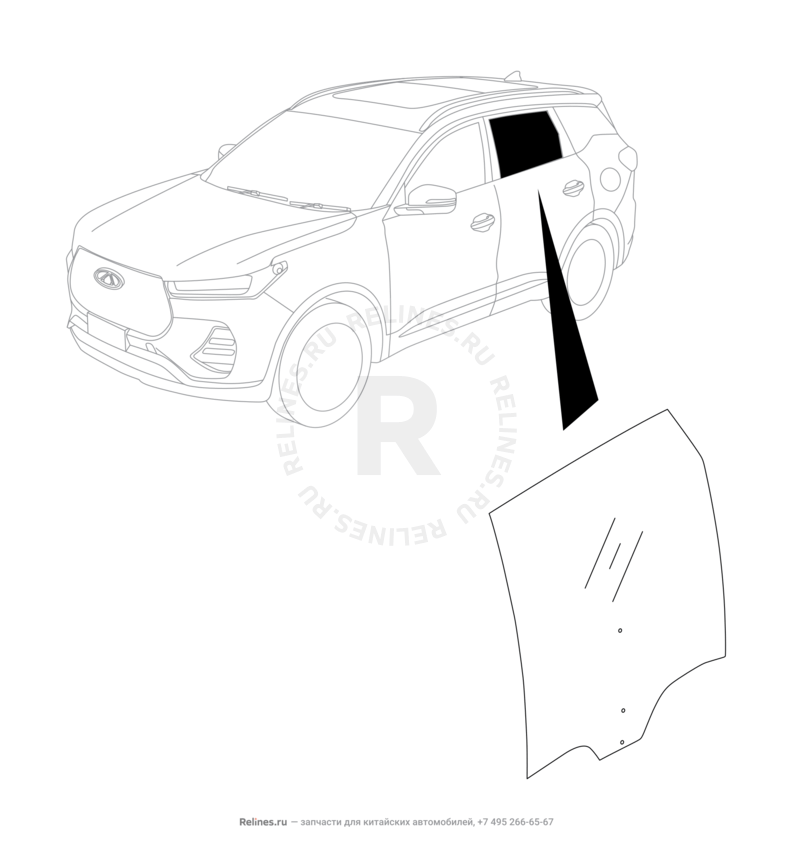 Запчасти Chery Tiggo 7 Pro Поколение I (2020)  — Стекла задних дверей — схема