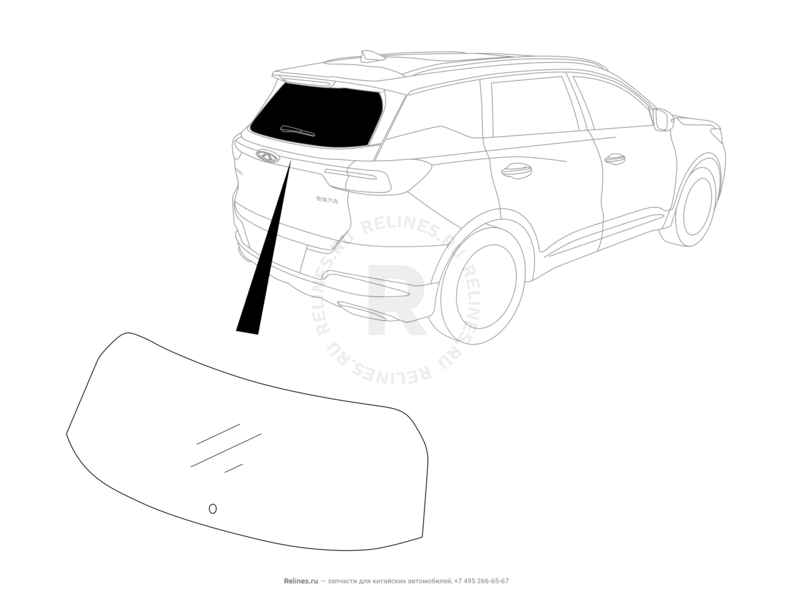 Запчасти Chery Tiggo 7 Pro Поколение I (2020)  — Стекло заднее кабины и уплотнители — схема