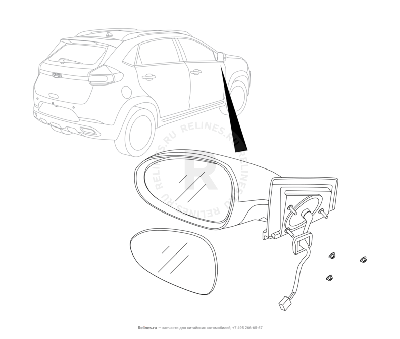 Запчасти Chery Tiggo 2 Pro Поколение I (2021)  — Зеркала боковые (1) — схема