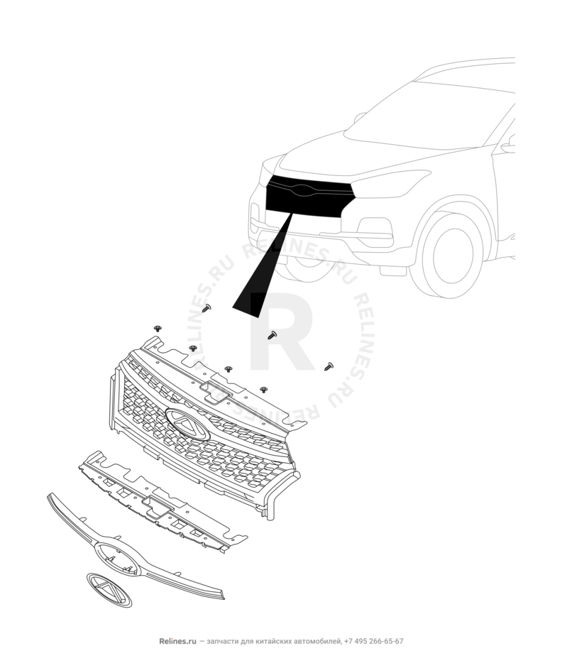 Запчасти Chery Tiggo 4 Поколение I — рестайлинг (2018)  — Решетка радиатора (1) — схема