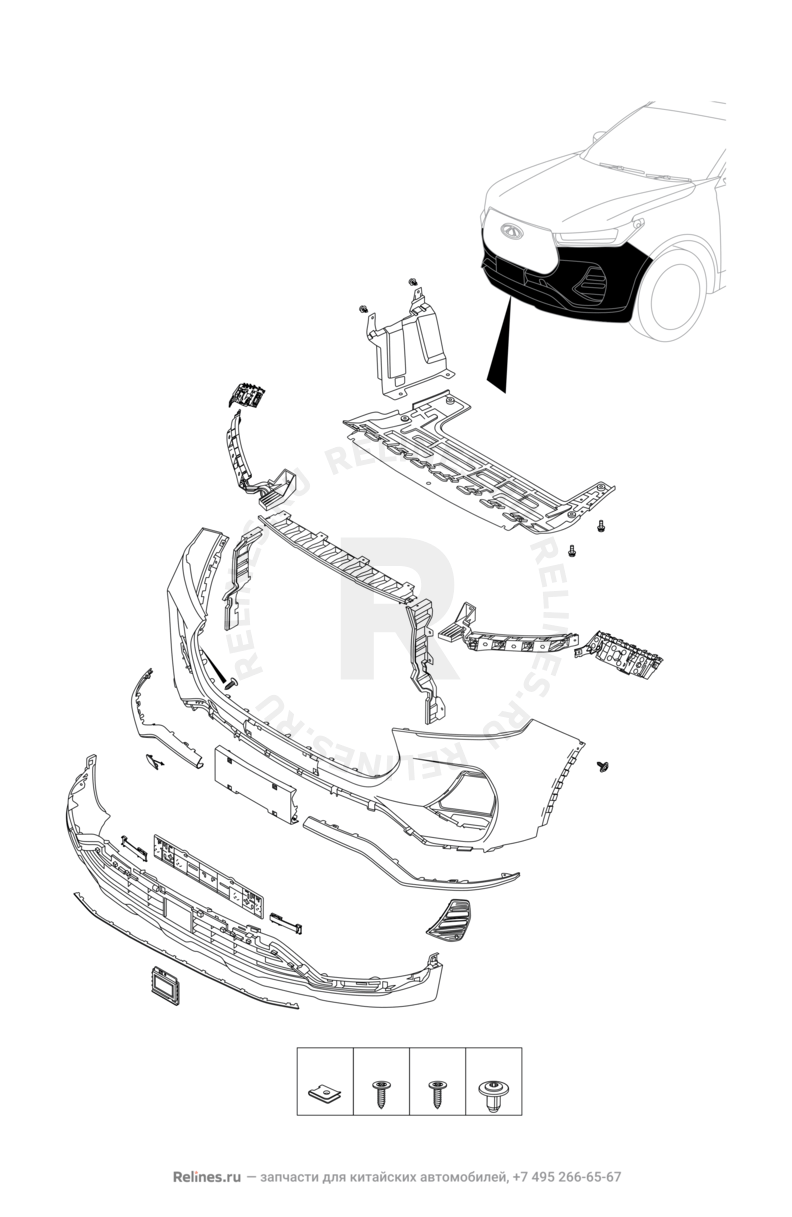 Запчасти Chery Tiggo 7 Pro Поколение I (2020)  — Задний бампер и другие детали задка (2) — схема