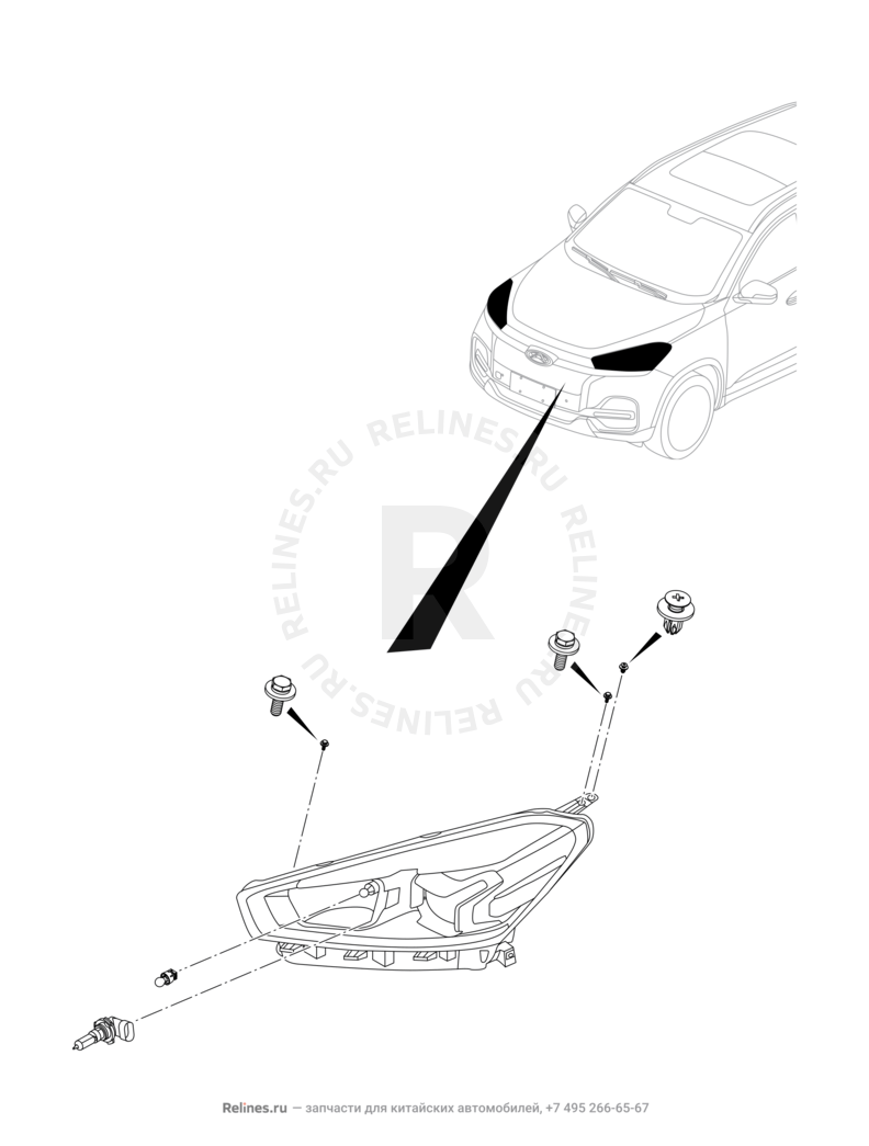 Запчасти Chery Tiggo 8 Поколение I (2018)  — Фары передние (1) — схема