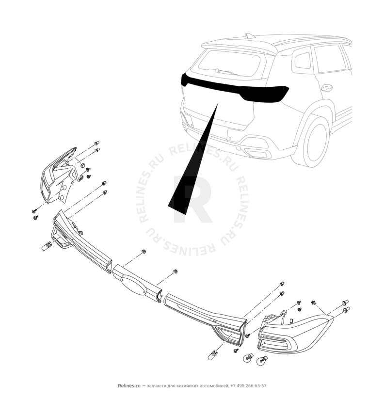 Запчасти Chery Tiggo 8 Поколение I (2018)  — Фонари задние — схема