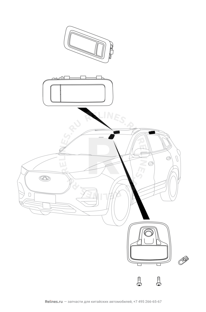 Запчасти Chery Tiggo 8 Pro Max Поколение I (2022)  — Внутреннее (интерьерное) освещение (2) — схема