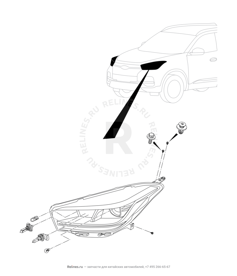 Запчасти Chery Tiggo 4 Pro Поколение I (2021)  — Фары передние — схема