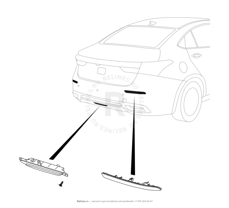 Запчасти Omoda S5 GT Поколение I (2022)  — Задние противотуманные фонари — схема