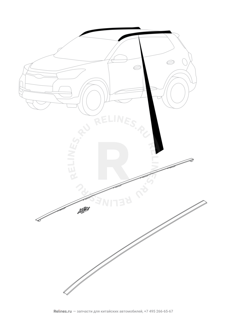 Запчасти Chery Tiggo 4 Поколение I — рестайлинг (2018)  — Обшивка и комплектующие крыши (потолка) (2) — схема
