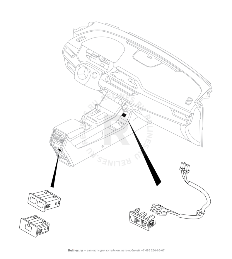 Запчасти Chery Tiggo 8 Pro Поколение I (2020)  — Разъём USB и провод (1) — схема