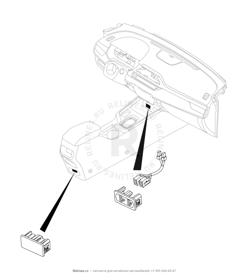 Запчасти Chery Tiggo 4 Pro Поколение I (2021)  — Разъём USB и провод (7) — схема