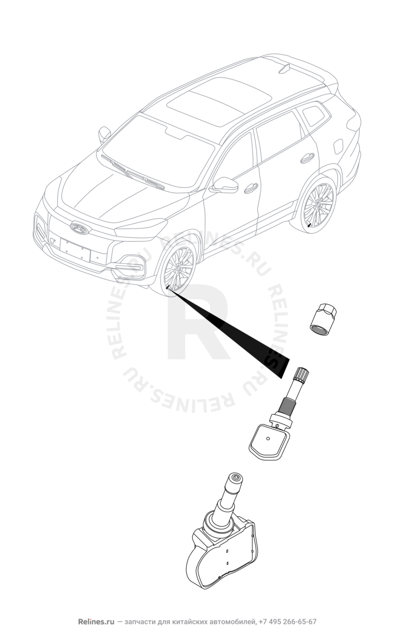 Запчасти Chery Tiggo 8 Поколение I (2018)  — Блок и датчик контроля давления в шинах — схема