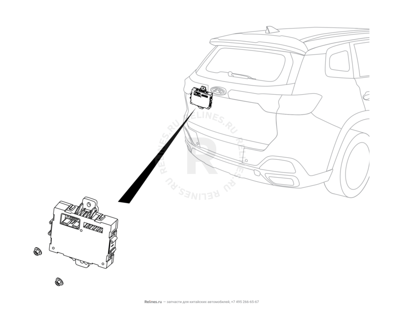 Запчасти Chery Tiggo 8 Pro Max Поколение I (2022)  — Модуль электропривода крышки багажника (2) — схема