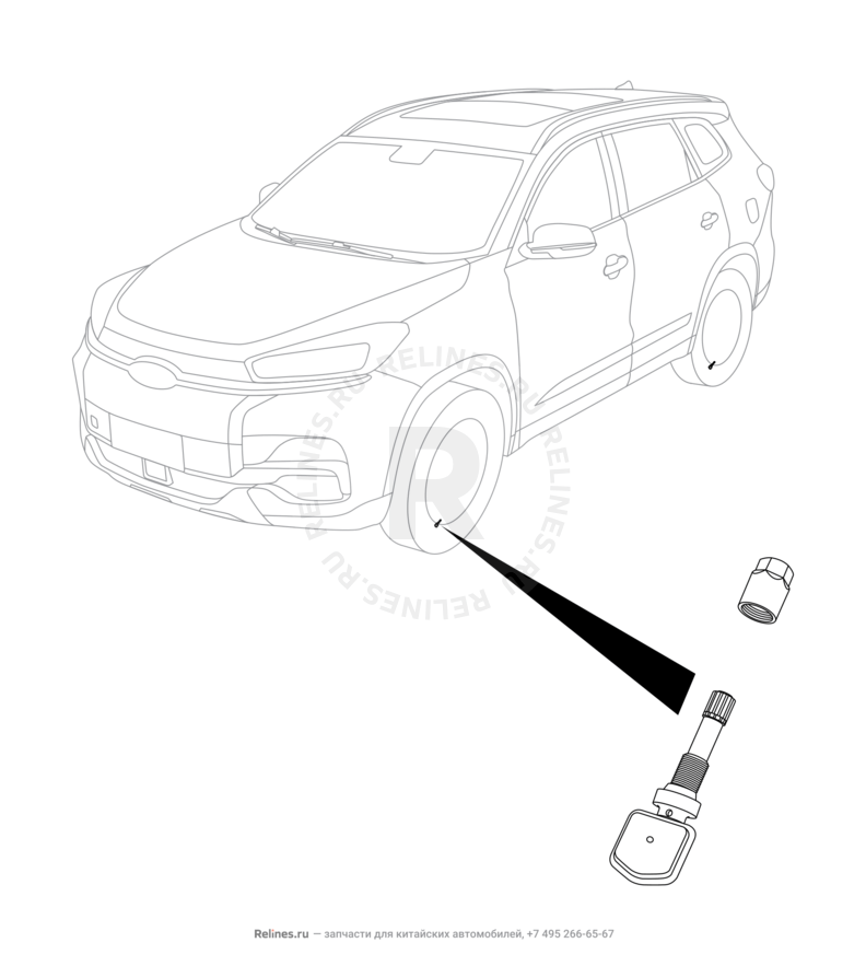 Запчасти Chery Tiggo 8 Pro Поколение I (2020)  — Блок и датчик контроля давления в шинах — схема
