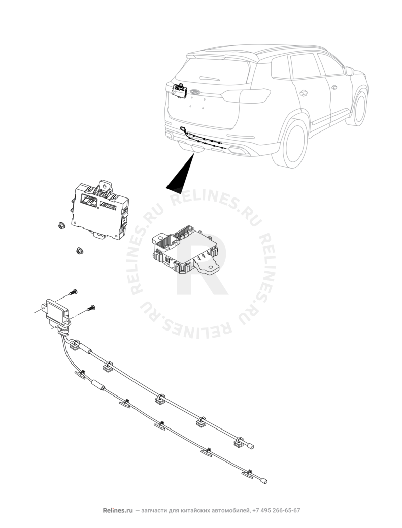 Запчасти Chery Tiggo 8 Pro Поколение I (2020)  — Модуль электропривода крышки багажника (4) — схема