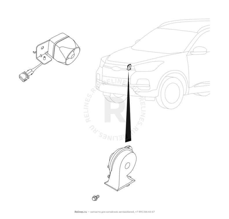 Запчасти Chery Tiggo 4 Pro Поколение I (2021)  — Клаксон (звуковой сигнал) (1) — схема
