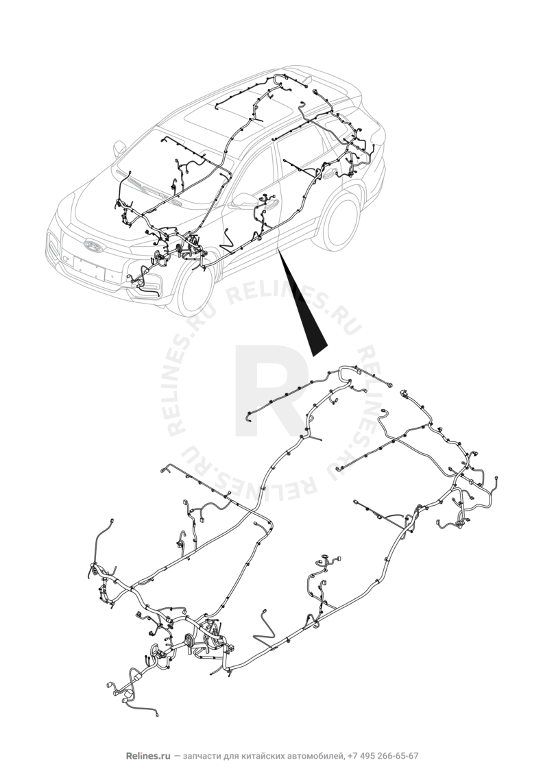 Проводка пола и багажного отсека (багажника) Chery Tiggo 8 — схема
