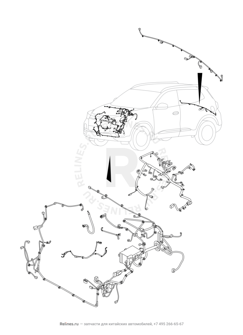 Запчасти Chery Tiggo 4 Pro Поколение I (2021)  — Проводка моторного отсека — схема