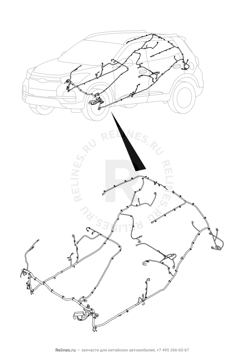 Проводка пола и багажного отсека (багажника) Chery Tiggo 4 Pro — схема