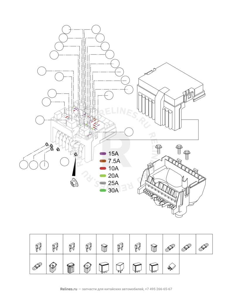 Запчасти Chery Tiggo 8 Pro Max Поколение I (2022)  — Блок предохранителей (2) — схема