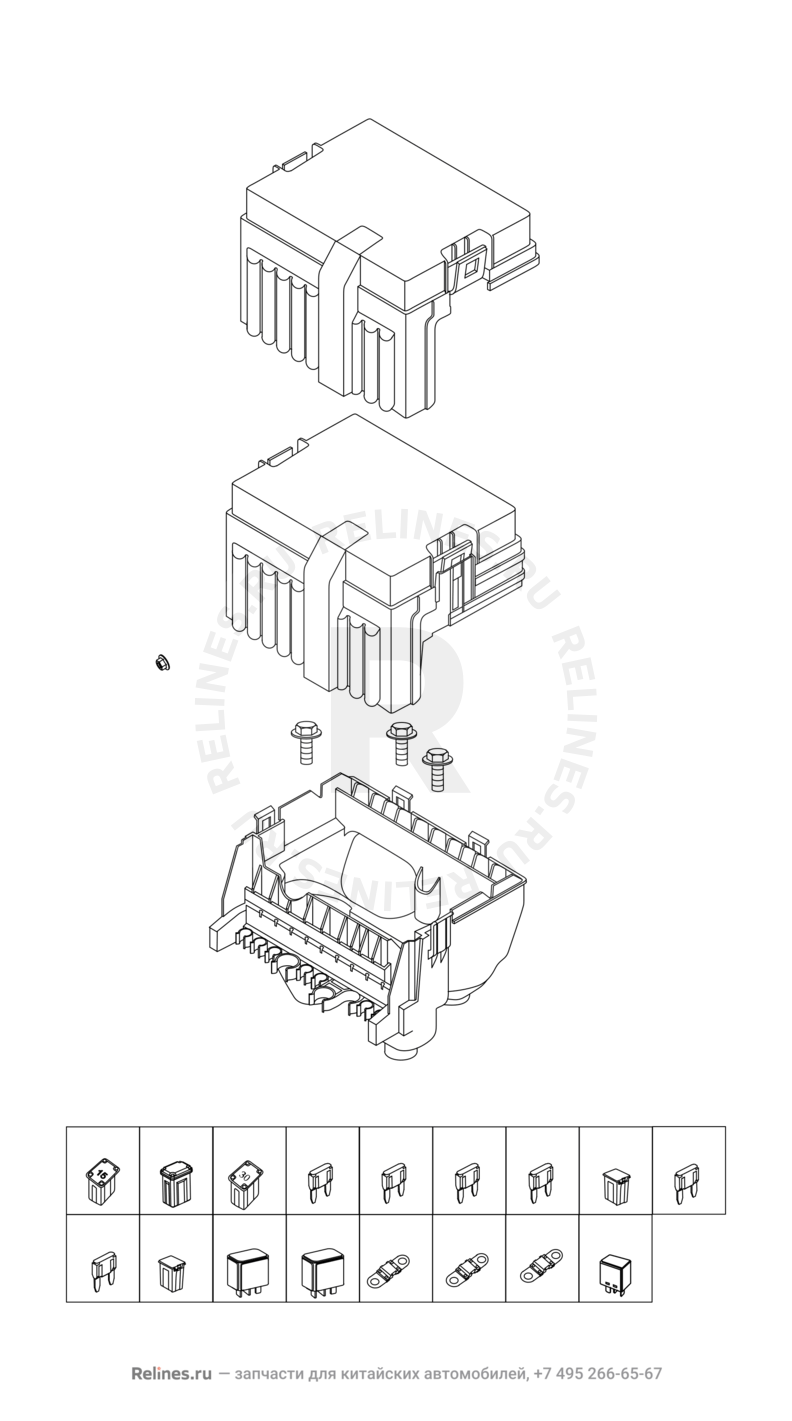 Запчасти Chery Tiggo 8 Pro Max Поколение I (2022)  — Блок предохранителей (1) — схема