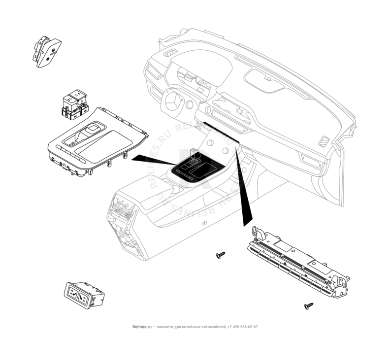 Запчасти Chery Tiggo 8 Pro Max Поколение I (2022)  — Кнопки управления панели приборов (3) — схема