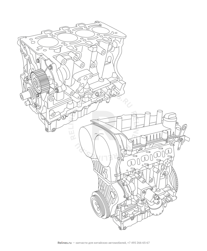 Запчасти Chery Kimo Поколение I (2007)  — Двигатель в сборе (1) — схема