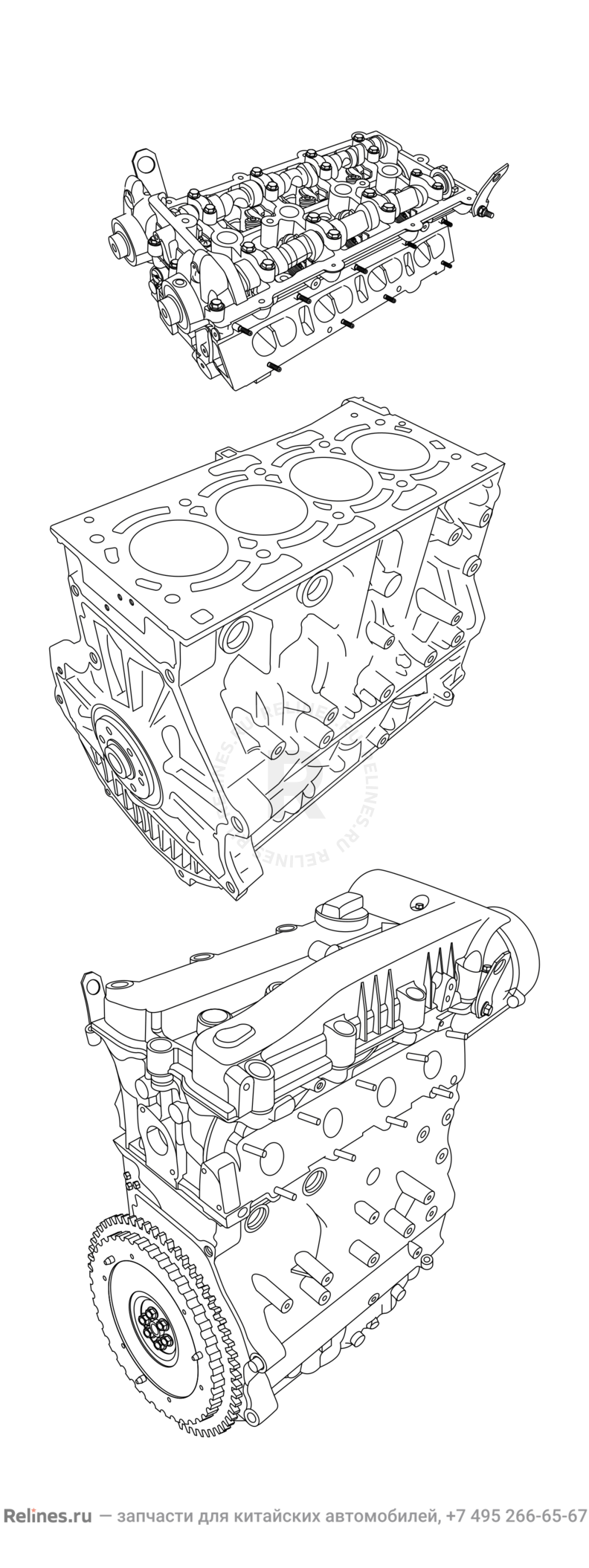 Запчасти Chery Tiggo Поколение I (2005)  — Двигатель в сборе — схема
