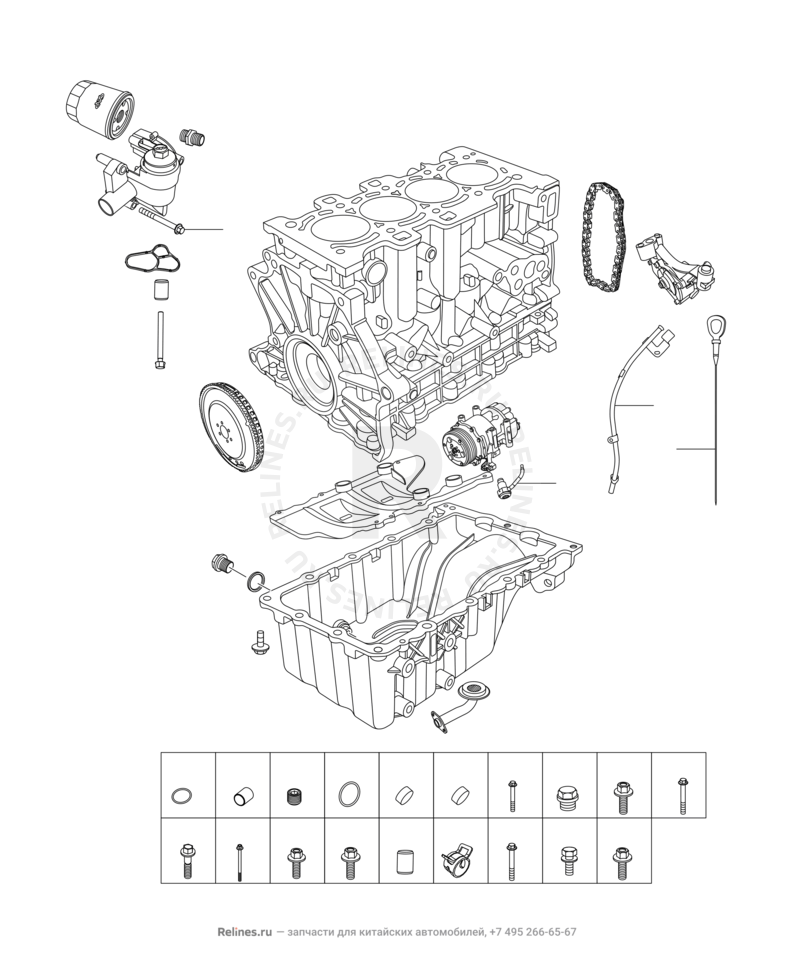 Запчасти Chery Tiggo 7 Pro Поколение I (2020)  — Блок цилиндров — схема