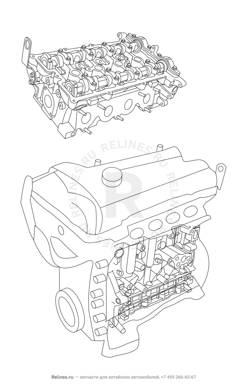Запчасти Chery Tiggo 3 Поколение I (2014)  — Двигатель в сборе — схема