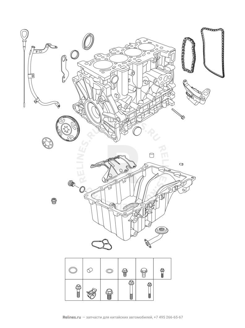 Запчасти Chery Tiggo 3 Поколение I (2014)  — Блок цилиндров — схема
